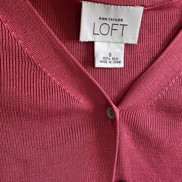 Ann Taylor Loft 100% silk knit cardigan button down jacket size S - Picture 6 of 12